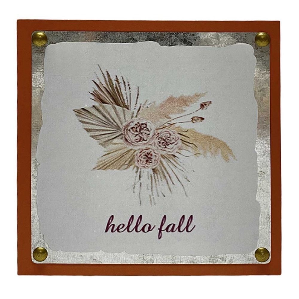 hello‎ fall tabletop sign square home office decor autumn cozy vibes NWT wood